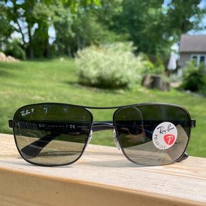 Ray-Ban Men’s RB3516 Sunglasses Polarized, Black